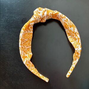 J. Crew Factory Yellow and White Patterned Knot Headband